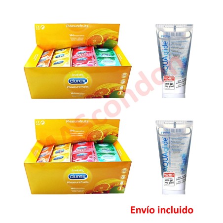 Durex Ofertas 2 cajas Durex Sabores 144 uds y 2 Aquaglide