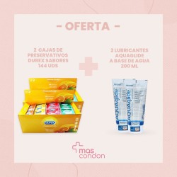 Durex Ofertas 2 cajas Durex Sabores 144 uds y 2 Aquaglide