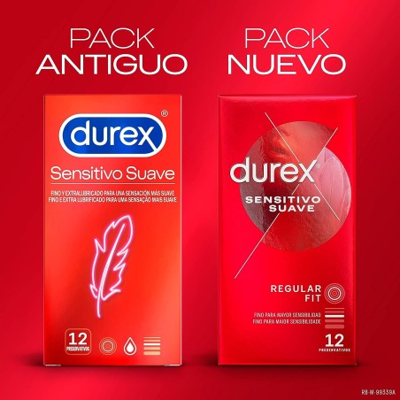 Condón Durex Sensitivo Suave 12 Uds. Pack nuevo pack antiguo