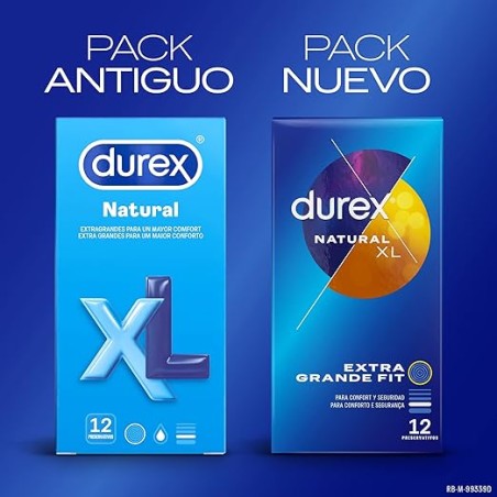Condón Durex Natural XL 12 Unidades Pack nuevo pack antiguo