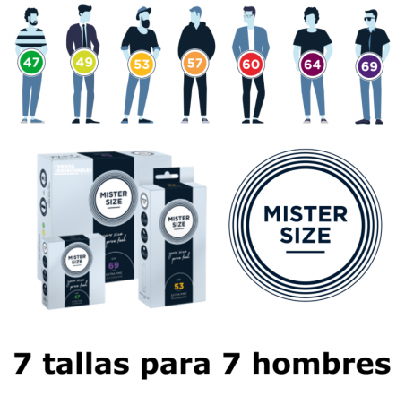 Condones Mr Size 60 - Caja 10 unidades 7 tallas diferentes
