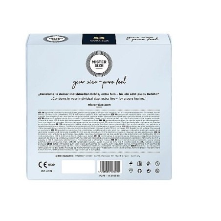 Mister Size Pure Feel Extra Fino 53 mm - Aumenta Tu Placer con 36 Unidades - talla pequeña