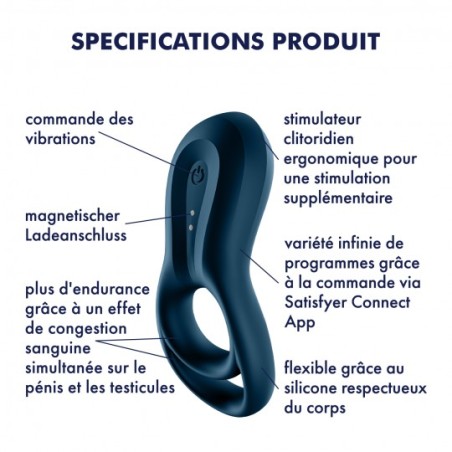 ANILLO VIBRADOR EPIC DUO CON APP SATISFYER CON INSTRUCCIONES