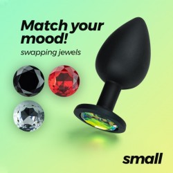 Crushious Camileo Plug Anal Negro Pequeño con 4 Joyas Intercambiables