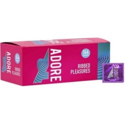 Condones Ribeteados Adore Ribbed - Caja de 144 unidades