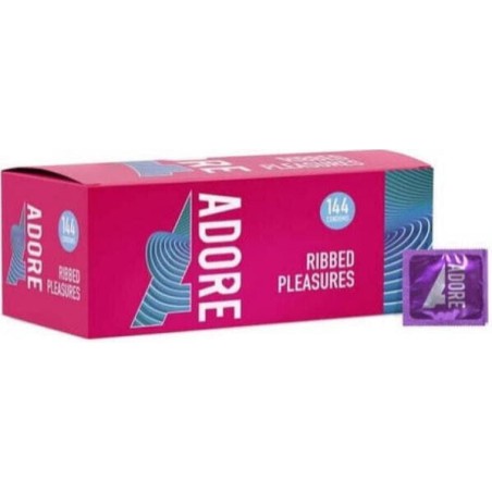 Condones Ribeteados Adore Ribbed - Caja de 144 unidades