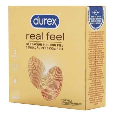 Durex Real Feel - Preservativos Sin Látex Piel con Piel (3 uds) Sùper suaves