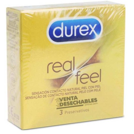 Durex Real Feel - Preservativos Sin Látex Piel con Piel (3 uds) Sin igual
