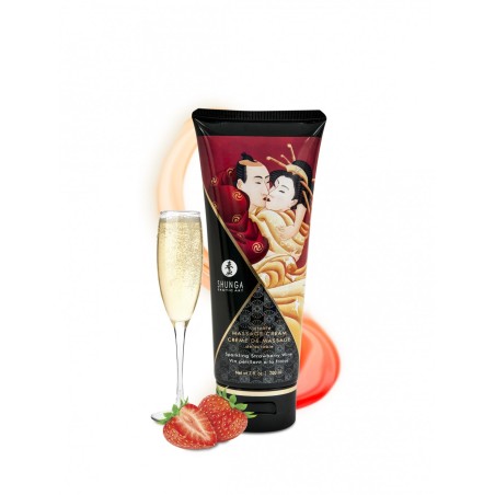 Crema Masaje Shunga Fresa Champagne 200 ml Comestible | Mascondon |