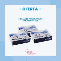 Oferta Condones Unilatex 3 cajas de 144 unidades cada una