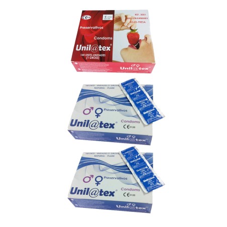 Oferta Condones Unilatex 3 cajas de 144 unidades cada una