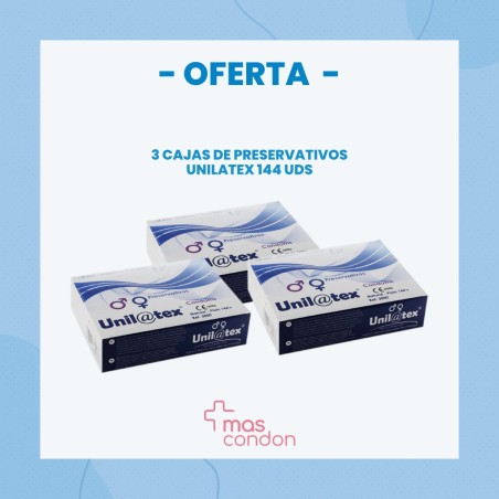 Oferta Condones Unilatex 3 cajas de 144 unidades cada una