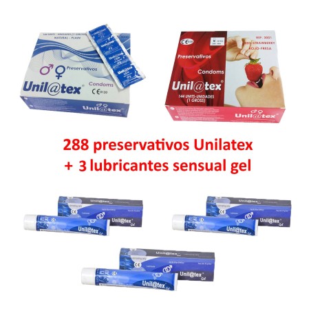 Súper oferta de 2 cajas condones Unilatex - caja de 144 unidades a elegir + 3 Lubricantes