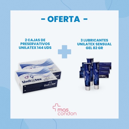 2 cajas condones Unilatex - caja de 144 unidades a elegir + 3 Lubricantes