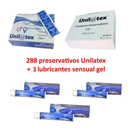 Oferta de 2 cajas de condones Unilatex - cada una con 144 unidades a elegir + 3 Lubricantes