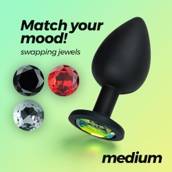 Crushious Camileo Plug Anal Mediano Negro con 4 Joyas Intercambiables