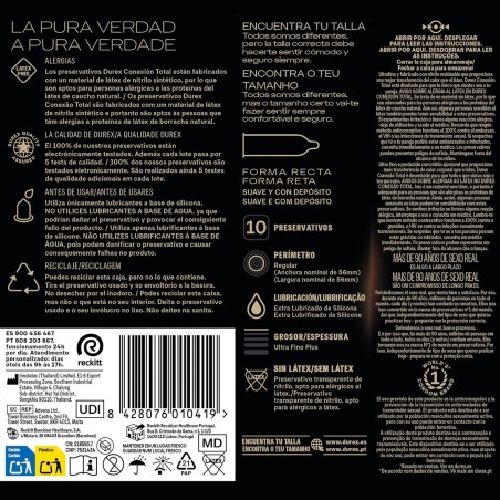 Durex Conexión Total 10 uds, ultra fino sin látex | Mascondon |