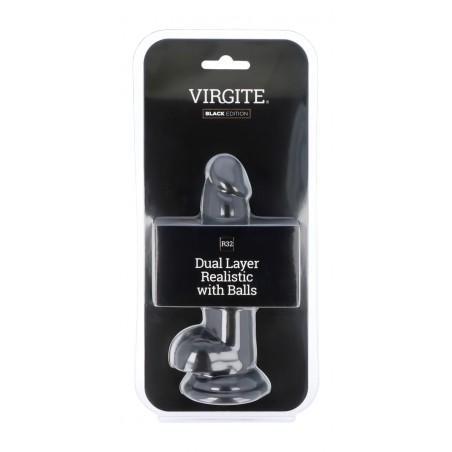 Virgite Dildo Realístico Dual Layer 17 cm con Testículos – Black, Virgite Oferta