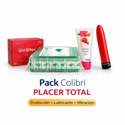 Pack Colibrí Fresa & Fuego | Condones + Lubricante Fresa + Vibrador | Mascondon
